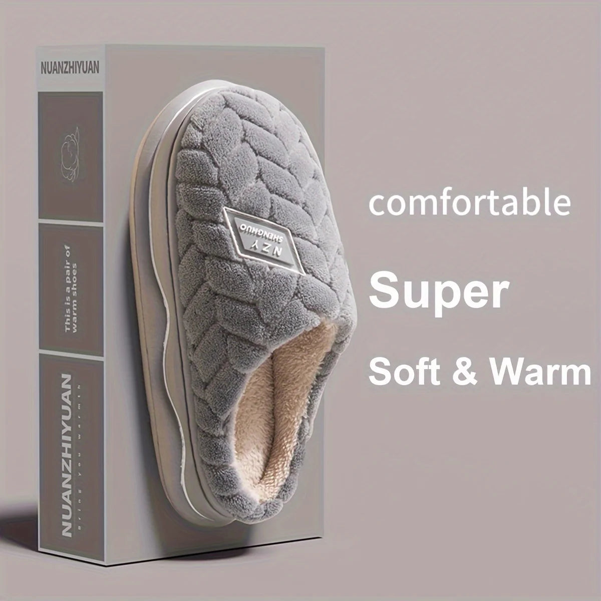 Warmth and Slip-Resistant Thick Sole Plush Slippers - Autumn and Winter Indoor Home Slippers for Women and Men's Couple