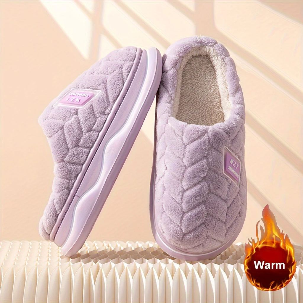 Warmth and Slip-Resistant Thick Sole Plush Slippers - Autumn and Winter Indoor Home Slippers for Women and Men's Couple