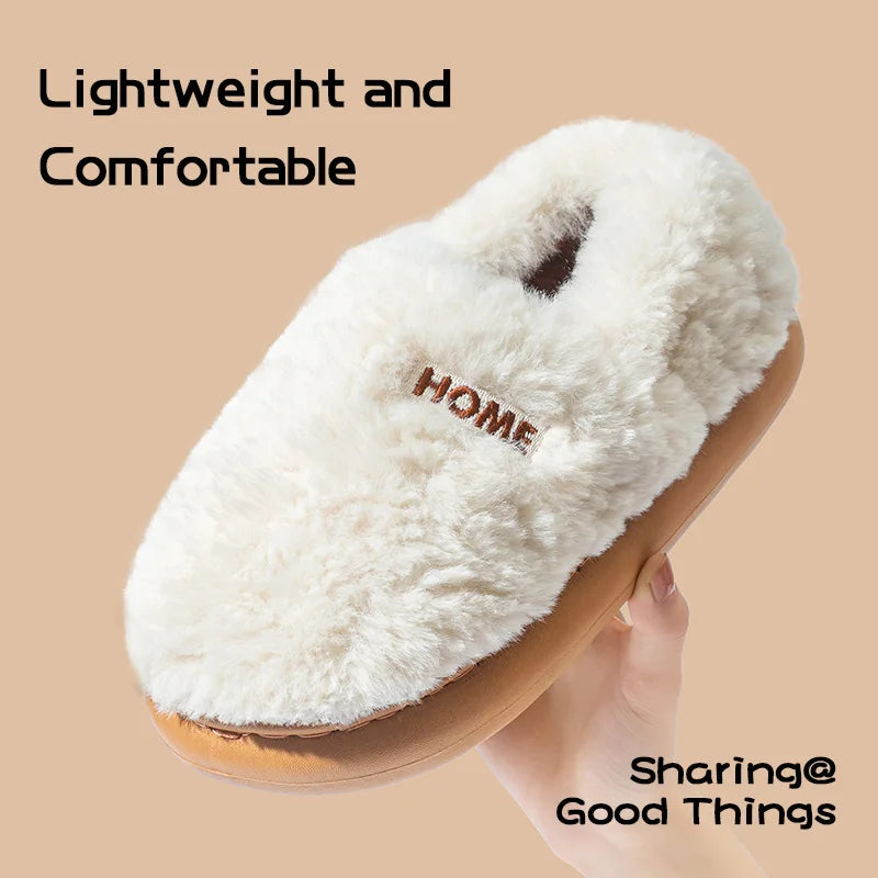 Cotton slippers women's winter new style bag heel home warm and non slip plush cotton shoes for men wearing outside