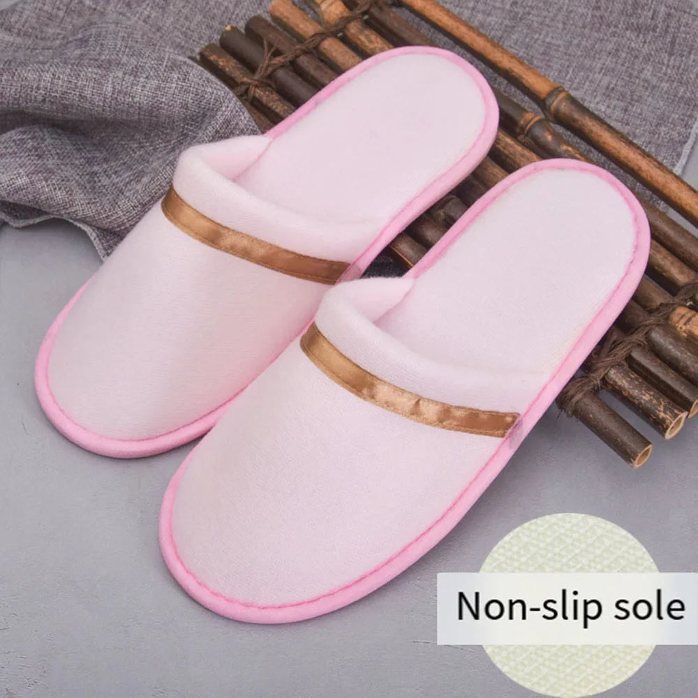 Thickened Slippers Home Disposable Slippers Solid Color Coral Fleece Hotel Slippers Soft Non-slip Warm Washable Shoes Travel