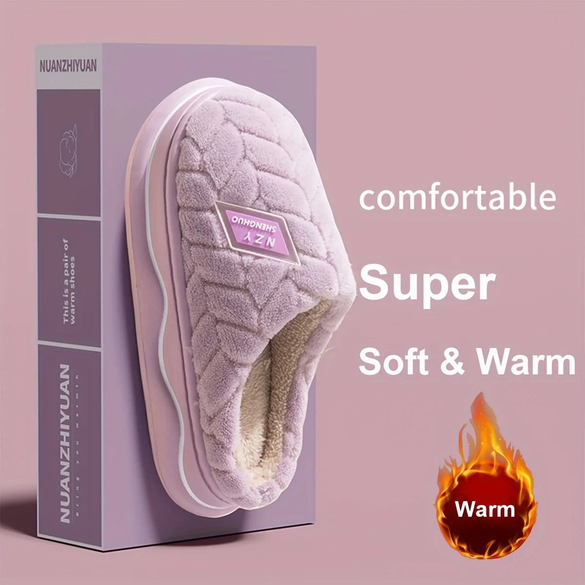 Warmth and Slip-Resistant Thick Sole Plush Slippers - Autumn and Winter Indoor Home Slippers for Women and Men's Couple