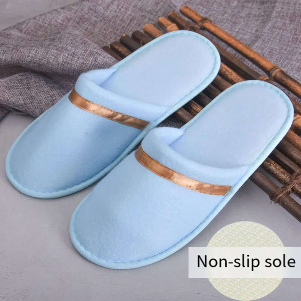 Thickened Slippers Home Disposable Slippers Solid Color Coral Fleece Hotel Slippers Soft Non-slip Warm Washable Shoes Travel