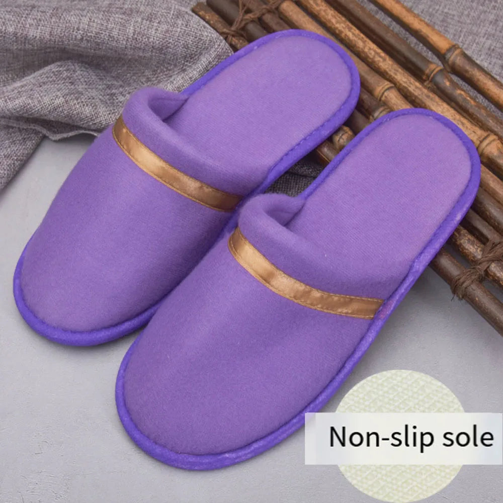 Thickened Slippers Home Disposable Slippers Solid Color Coral Fleece Hotel Slippers Soft Non-slip Warm Washable Shoes Travel
