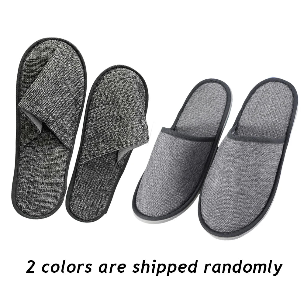 1 Pair Hotel Travel Slippers Cotton Linen Disposable Slippers Sanitary Home Guest Use Men Women Indoor Bedroom House Shoes